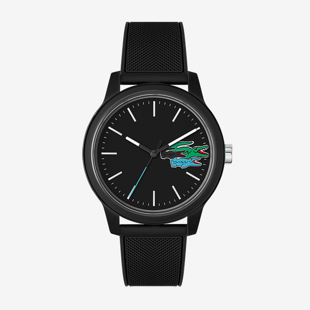 2011134 \ Montre Lacoste.12.12 Holiday à 3 aiguilles - Modèle noir avec bracelet en silicone