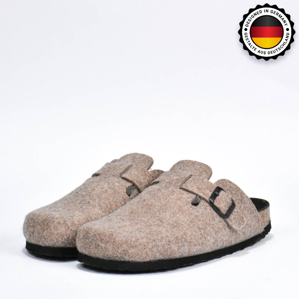 BIRK SABOT FEUTRE MARRON PLANTA NOIR