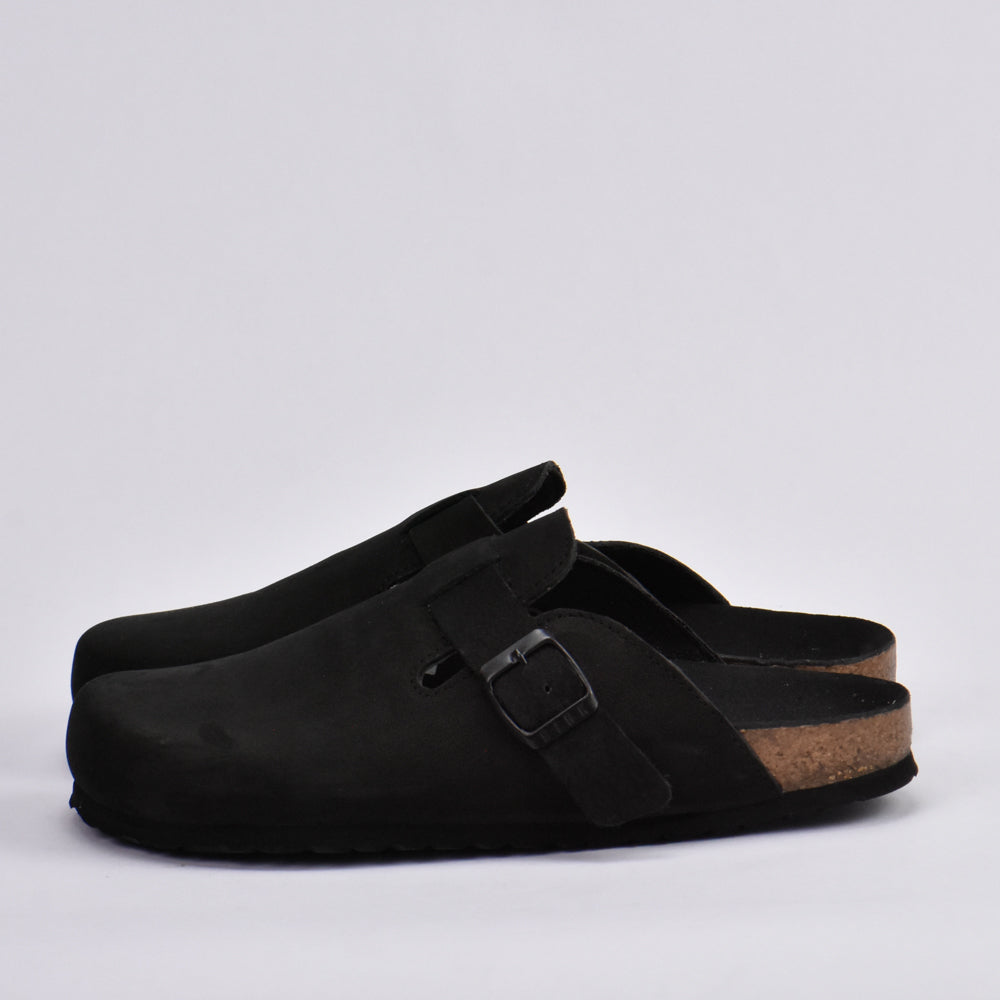 BIRK SABOT NUBUCK NOIR PLANTA NOIR
