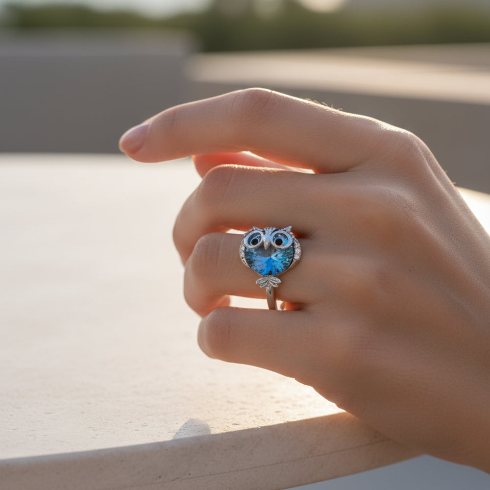 bague pierre hibou  bleu