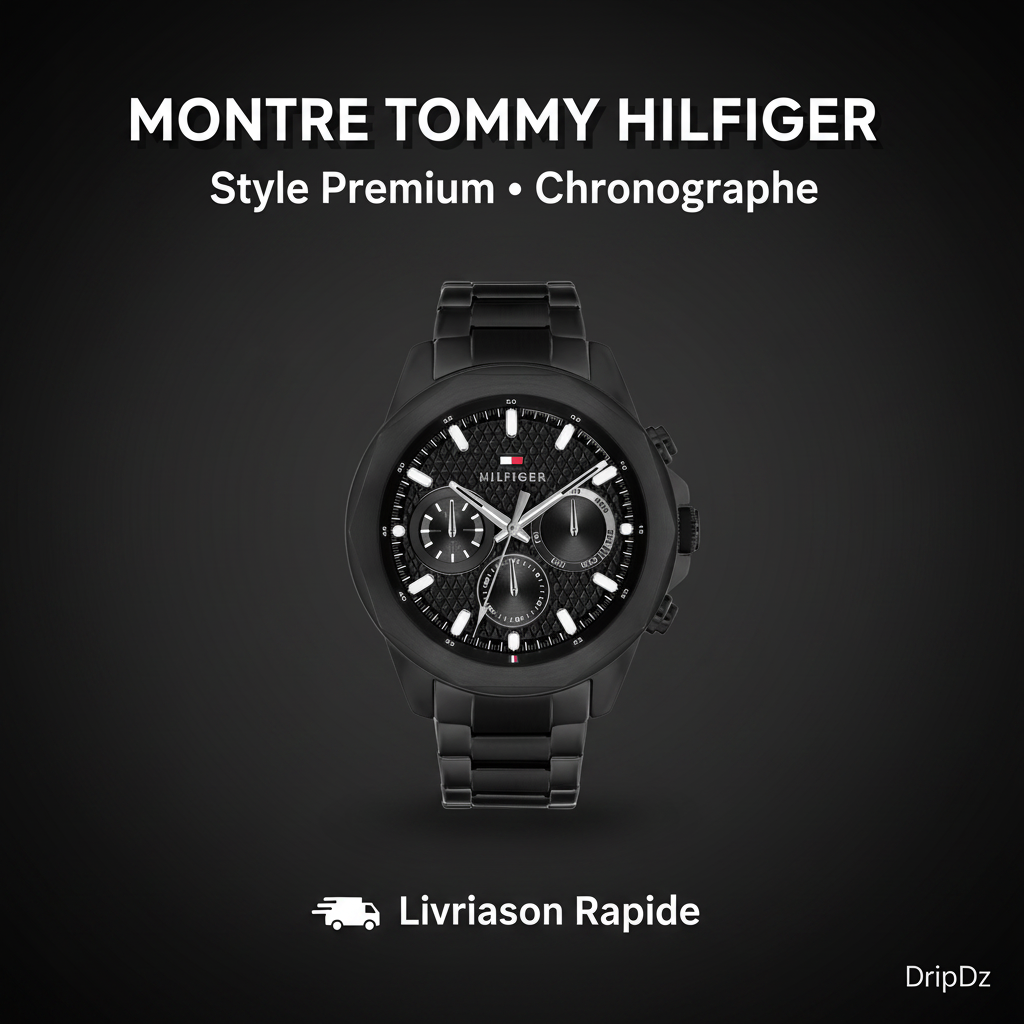 Montre Tommy Hilfiger Lars Black Stainless Steel Geometric Dial 1710653