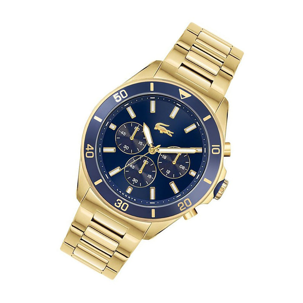 MONTRE lacoste Tiebreaker Chrono Watch - Blue With Gold Plated Bracelet 2011151
