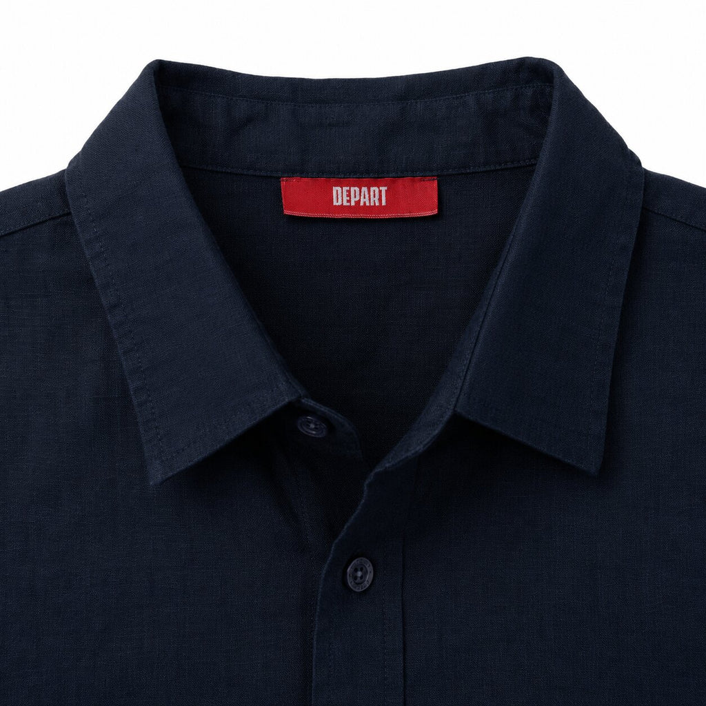 Départ Homme Chemise en Lin Blue MZ139-G21-000743