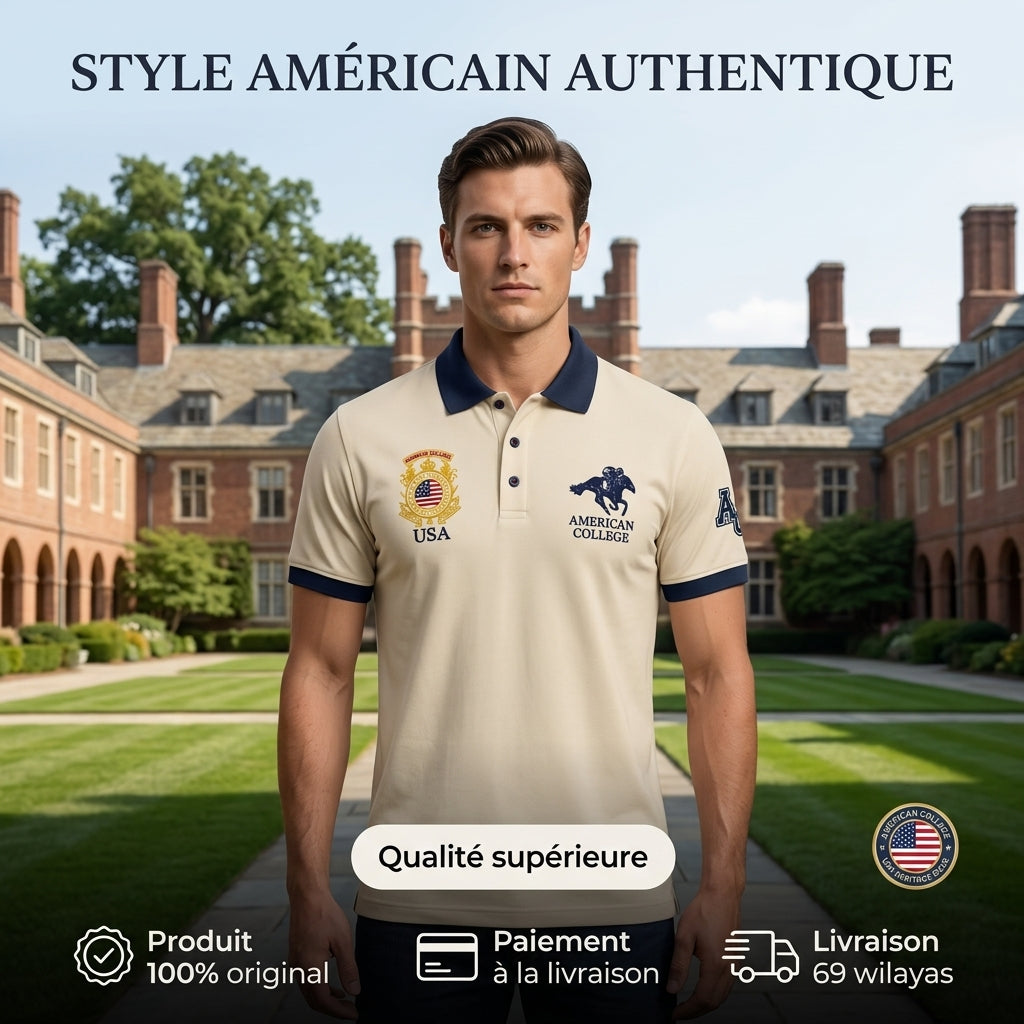 American College t-shirt pour Homme AC126-BEIGE