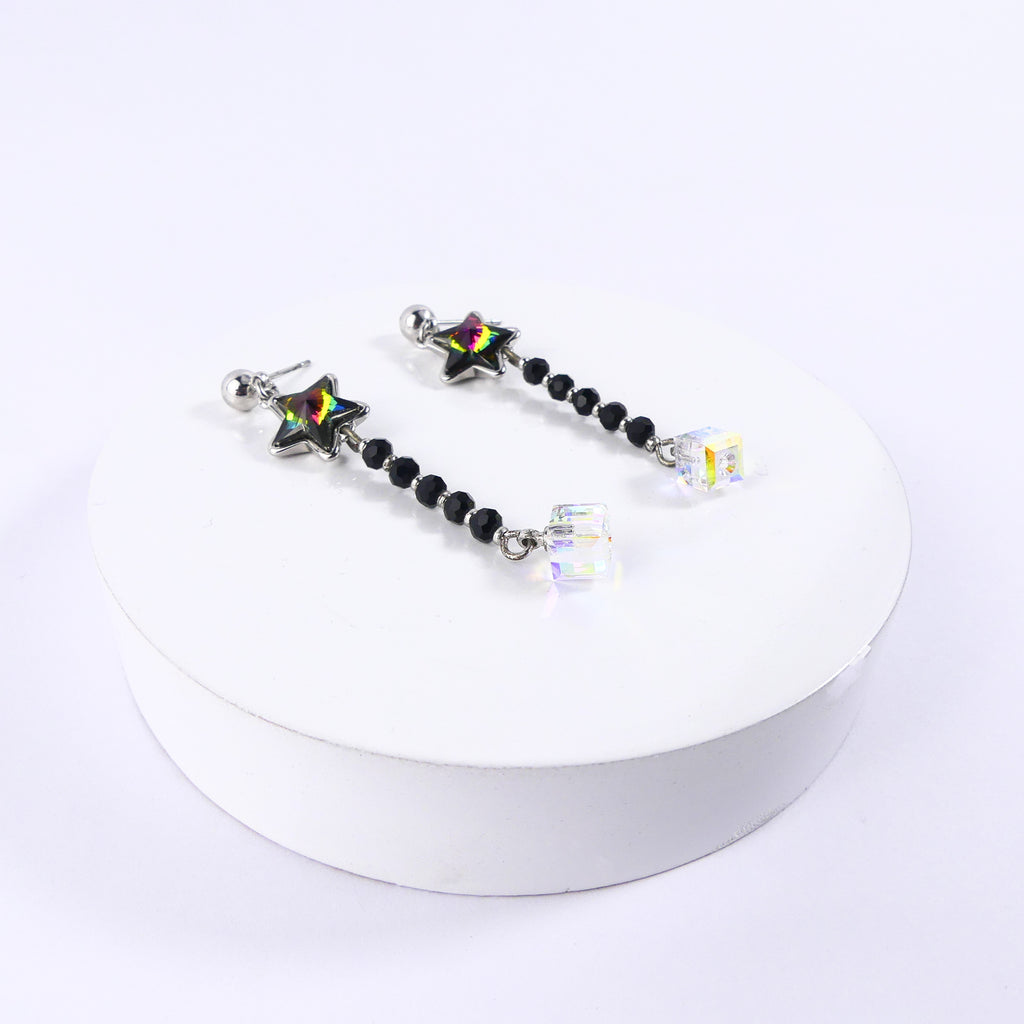 boucle d'oreille pendantes étoile verte reflet