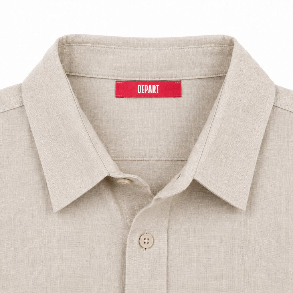 Départ Homme Chemise en Lin Beige MZ139-G21-000740