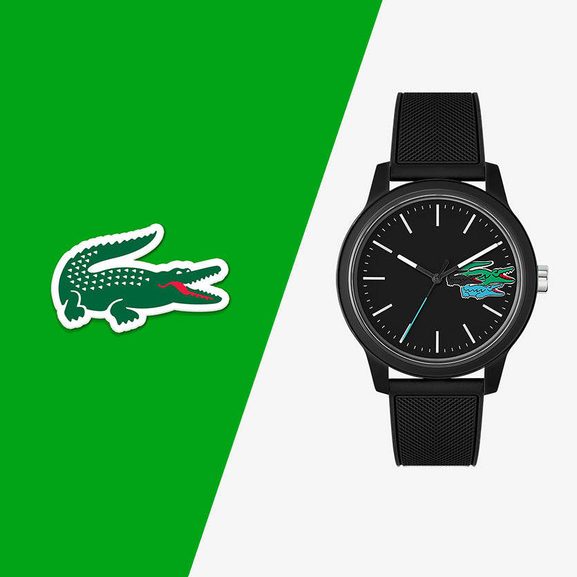 2011134 \ Montre Lacoste.12.12 Holiday à 3 aiguilles - Modèle noir avec bracelet en silicone