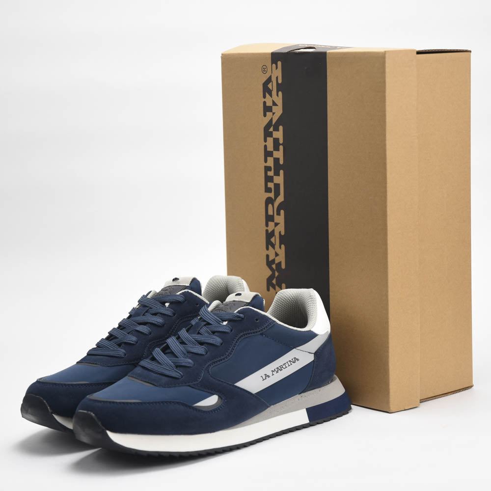 La Martina Low Sneakers Blue Leather LFM252.040.A70.BT