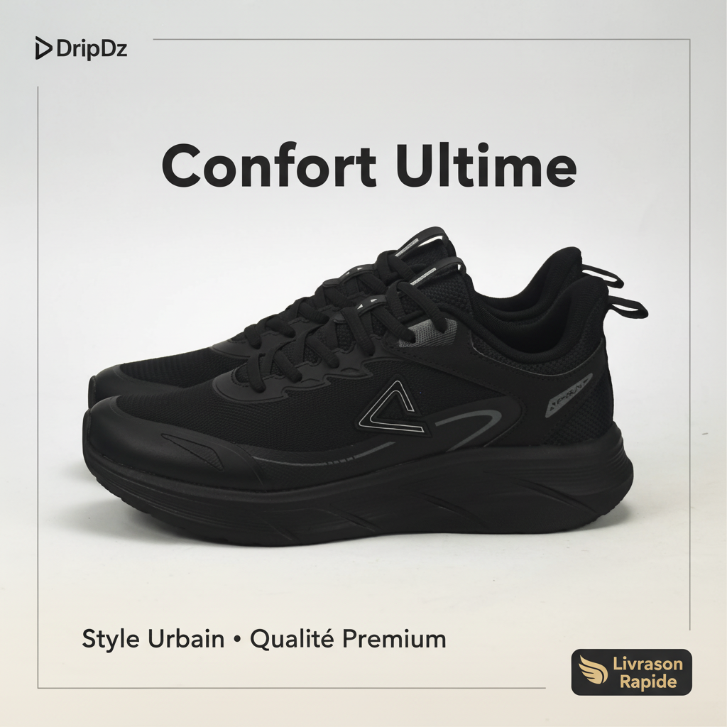 PEAK TRAINING RUNNING SHOES-ALL BLACK EXT54427H-Y291