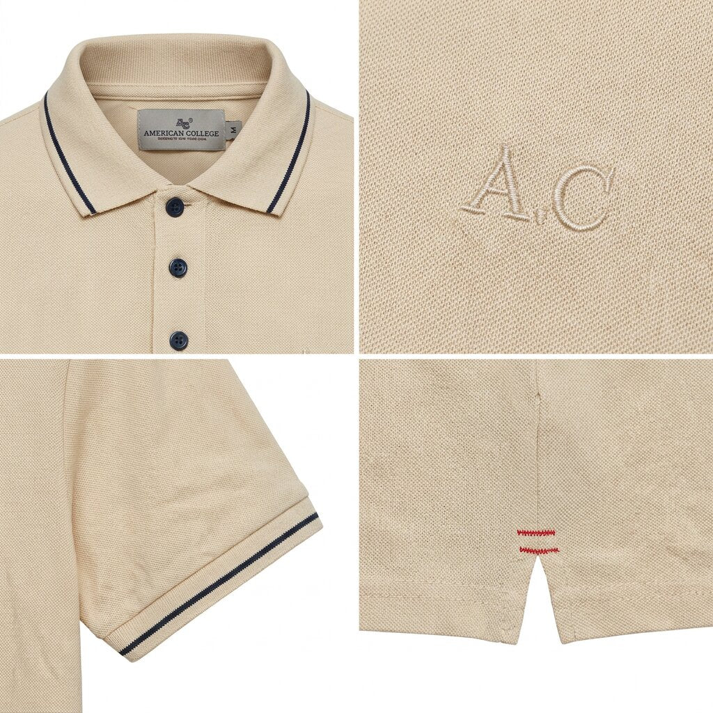 American College t-shirt pour Homme AC542-BEIGE