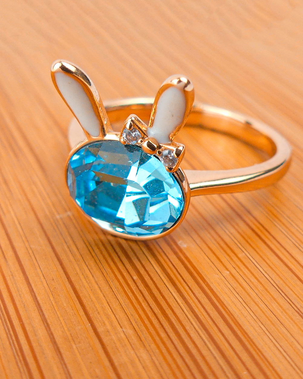 bague lapin blanc-plaqué or