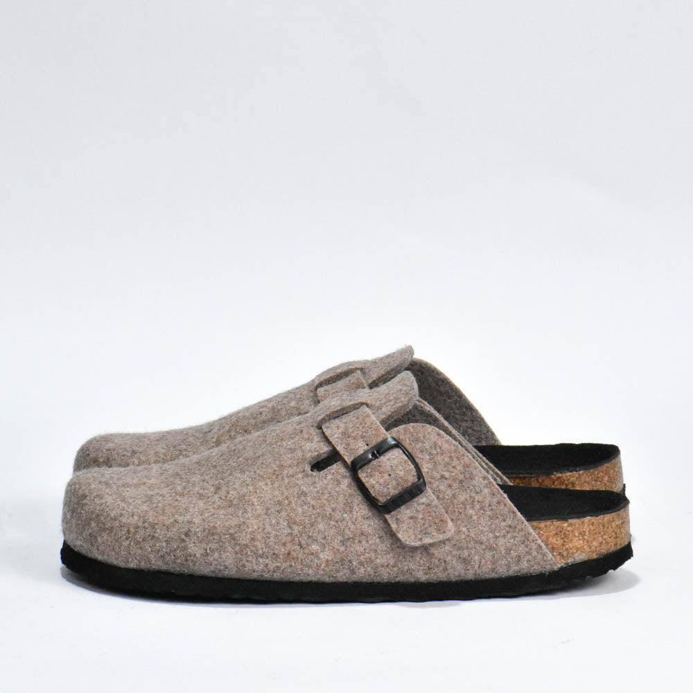 BIRK SABOT FEUTRE MARRON PLANTA NOIR