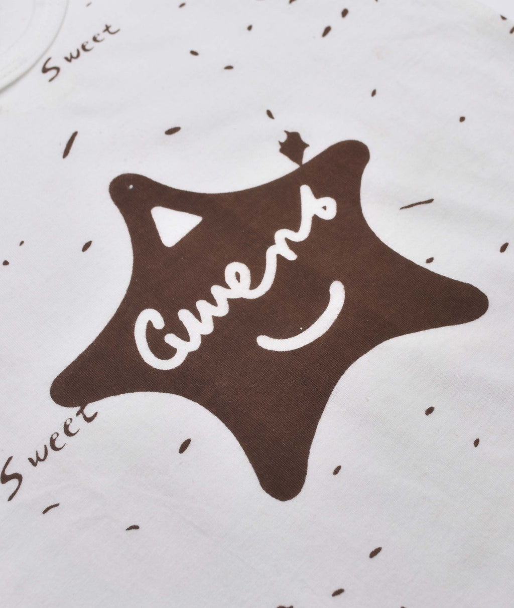 ENSEMBLE BLANC ET MARRON MOTIF -GWENS- 4302