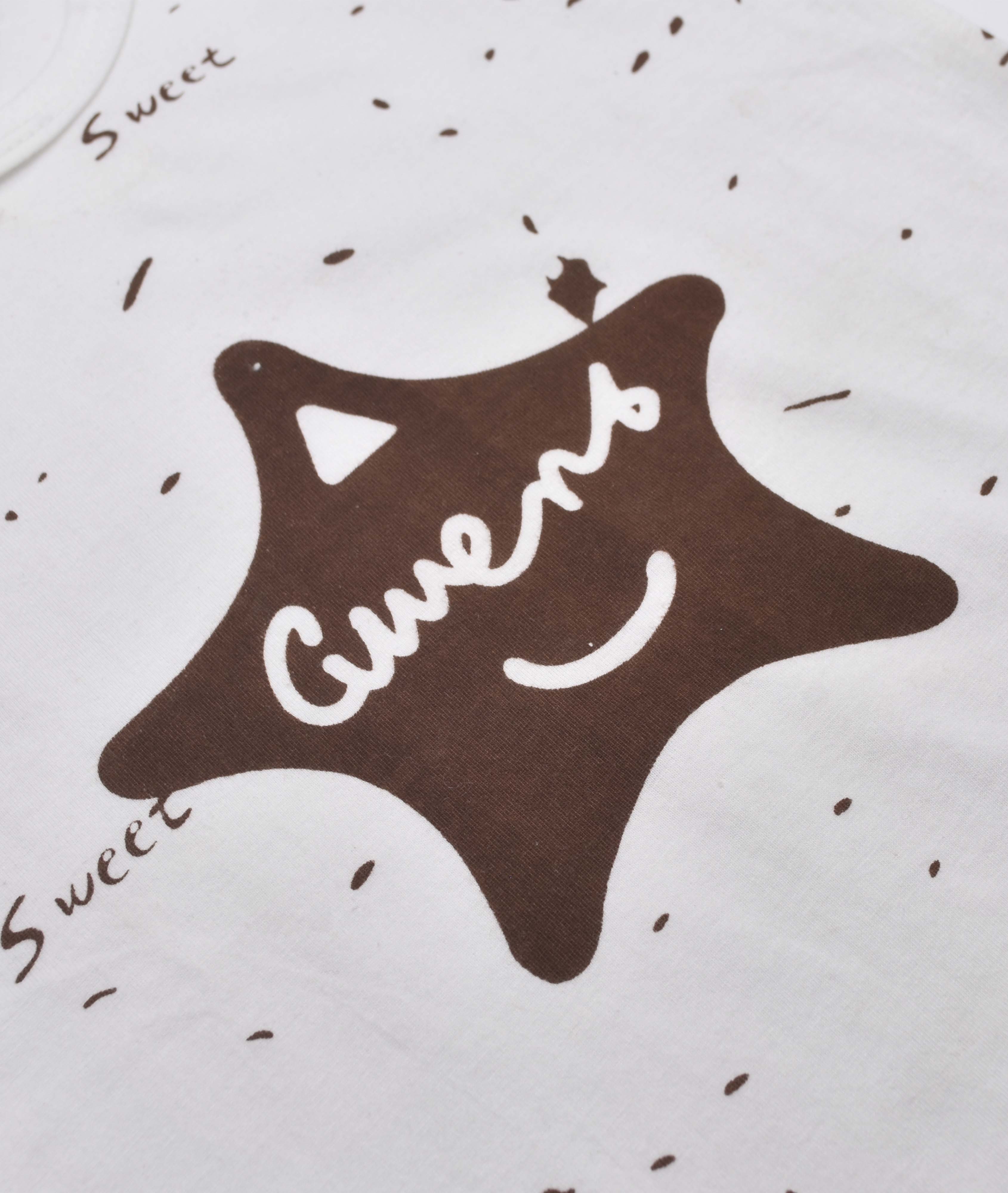 ENSEMBLE BLANC ET MARRON MOTIF -GWENS- 4302