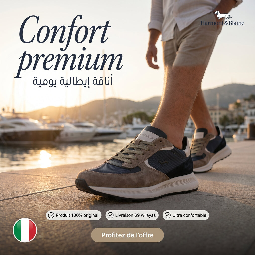 Harmont and Blaine Camoscio Tex Sneakers Homme EFM252-060-A60-AE