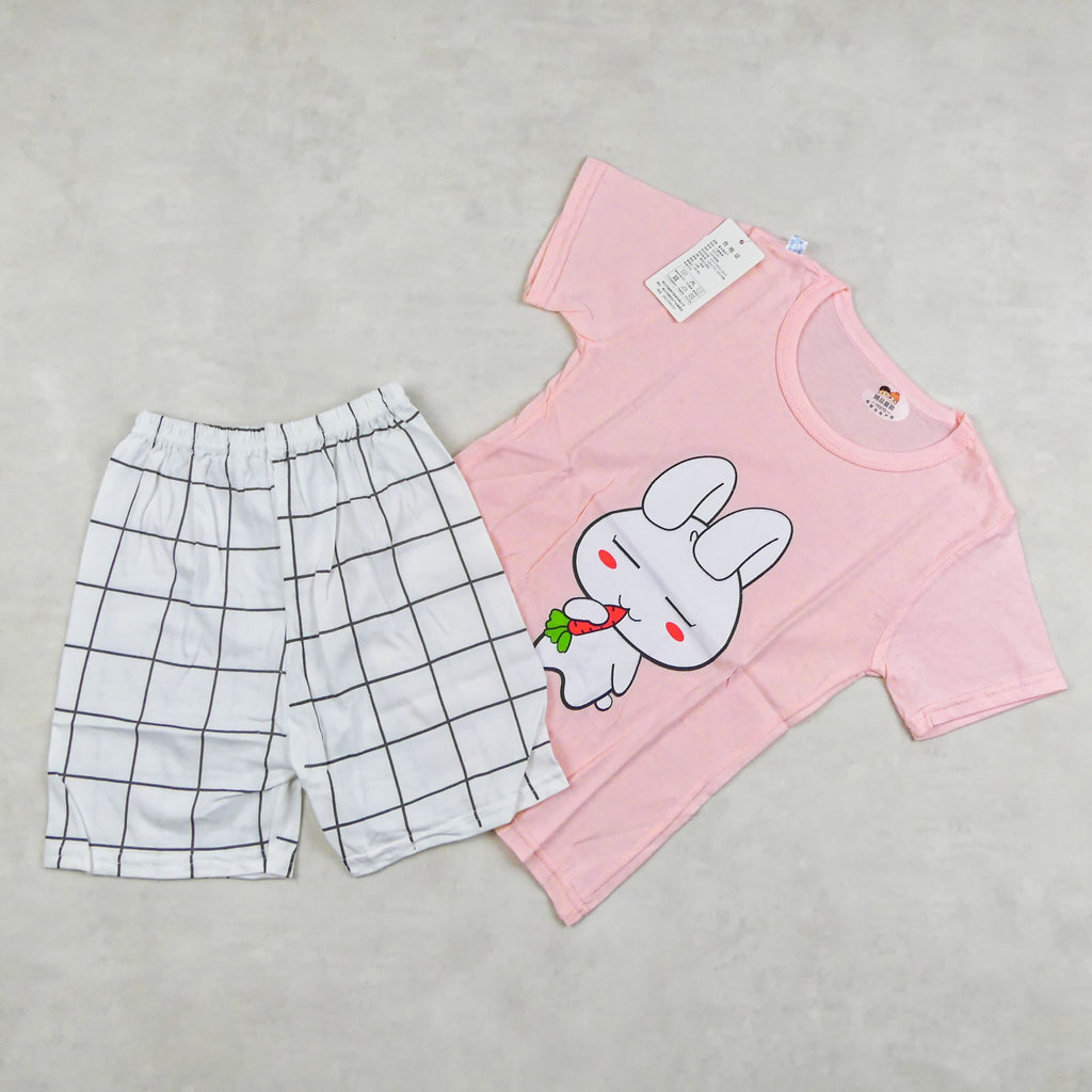 ENSEMBLE ROSE MOTIF LAPIN 4296