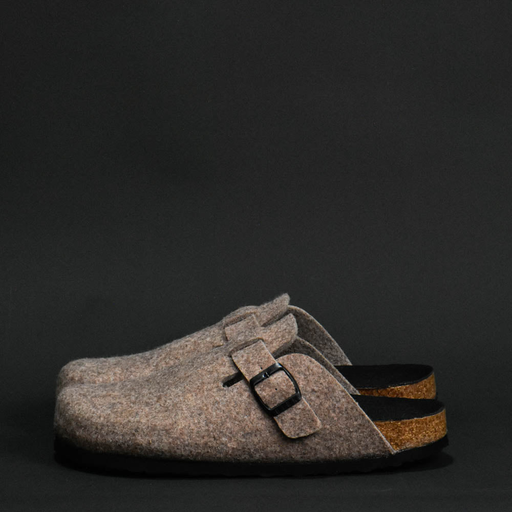 BIRK SABOT FEUTRE MARRON PLANTA NOIR