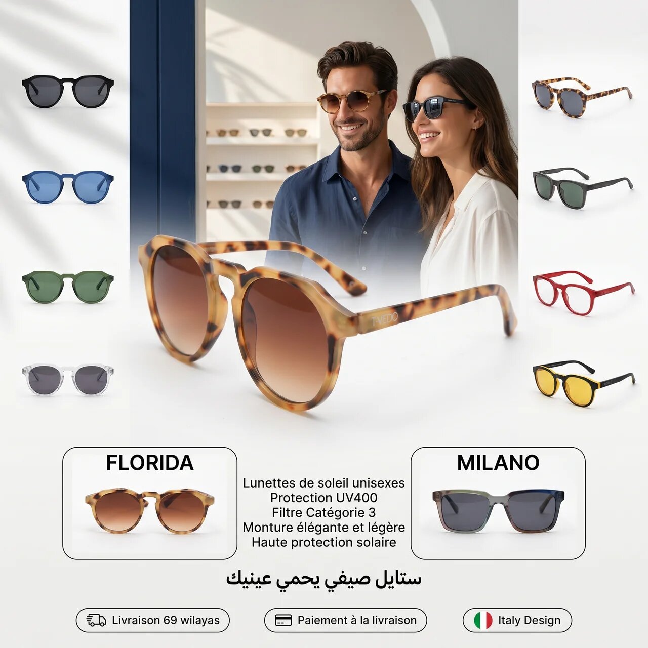 Lunette de soleil T-Vedo Sun Florida Mac. Mar. Chiaro 8032539567657