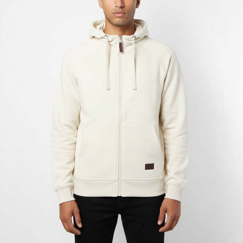 Sweat à capuche zippé homme BLANC CASSÉ DL-14BC