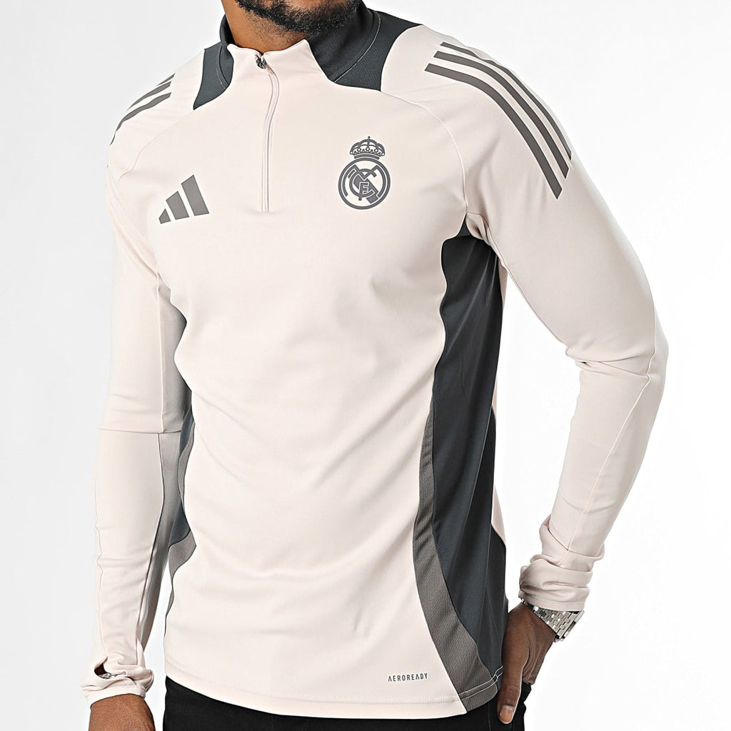 Tee Shirt Manches Longues A Bandes Real Madrid IT5133 Beige Gris IT5133