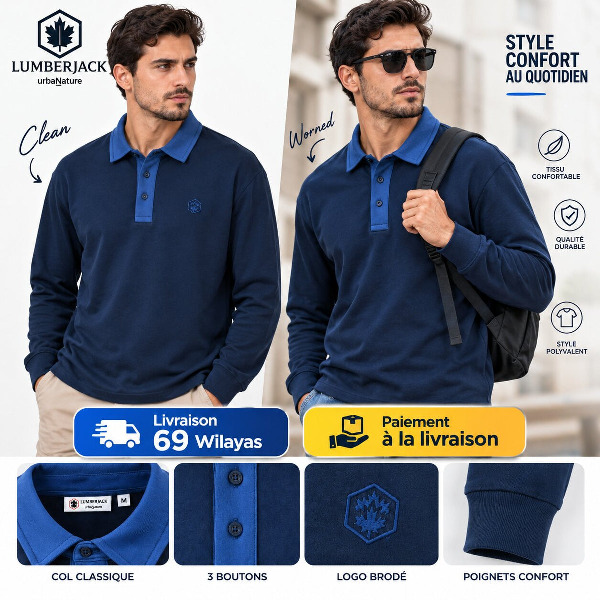 LUMBERJACK POLO LS LBJ-00507-NVY