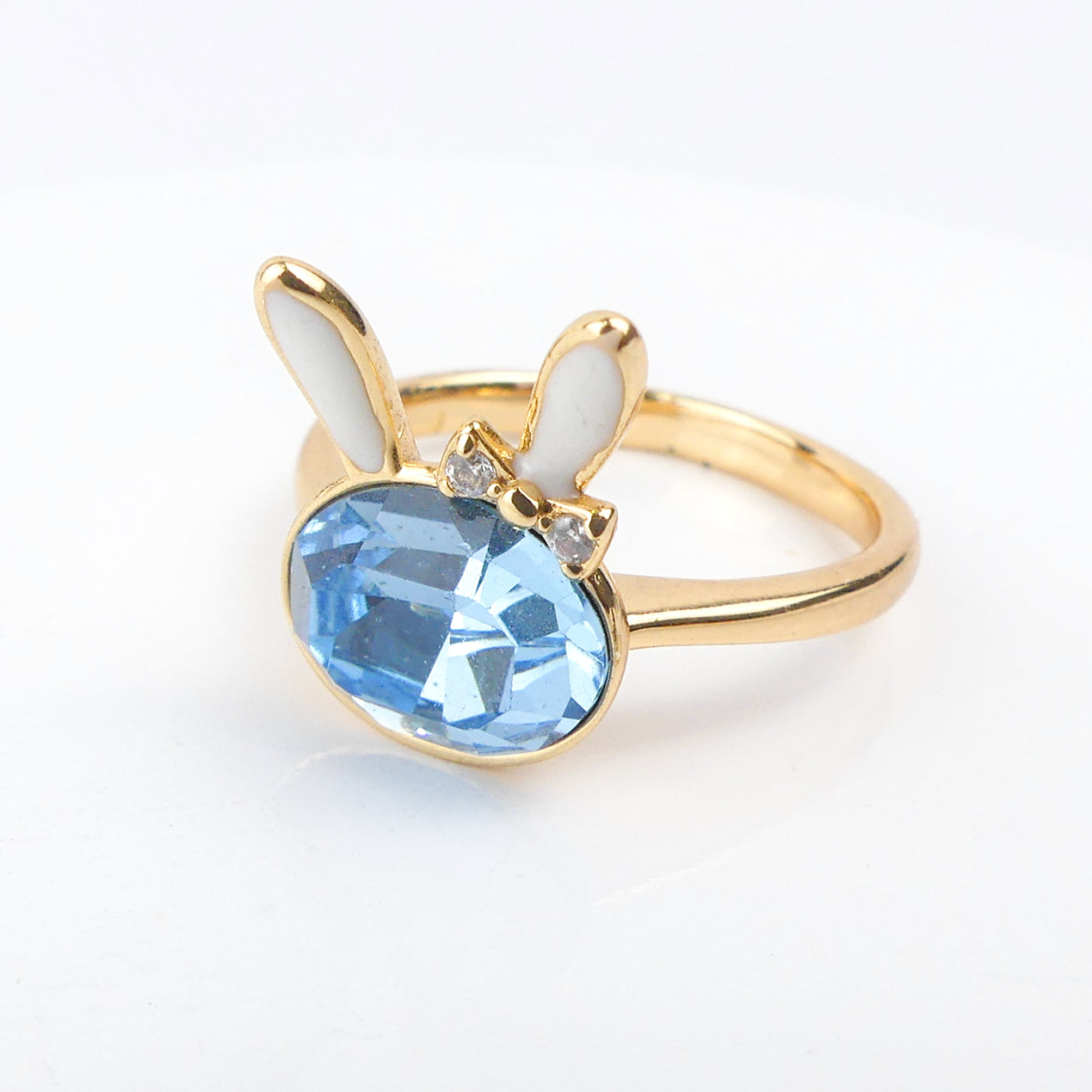 bague lapin blanc-plaqué or