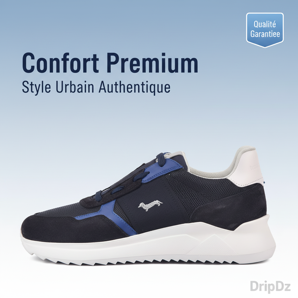 هارمونت وبلين - حذاء رجالي من الجلد المدبوغ، قماش أزرق EFM231-062-6190