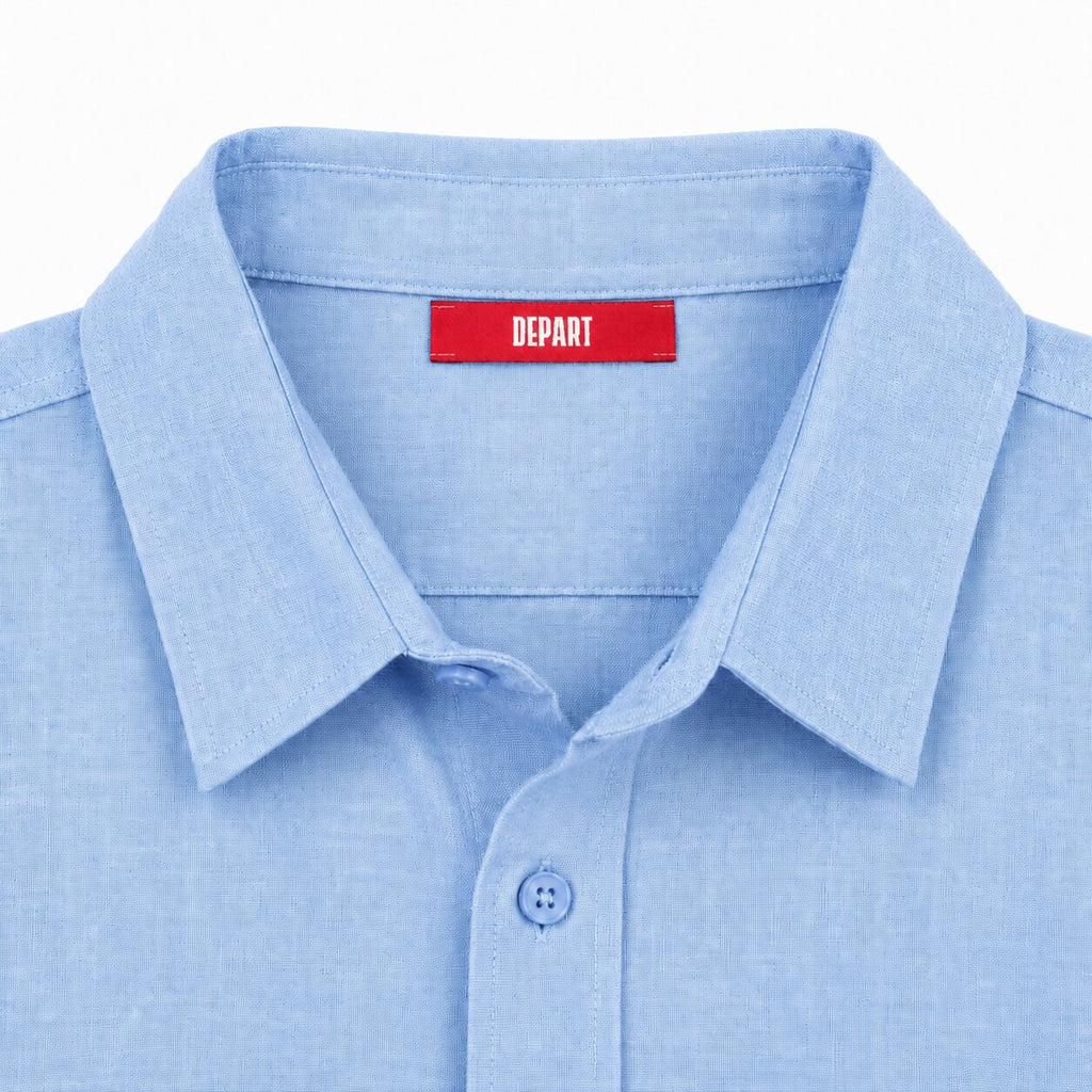 Départ Homme Chemise en Lin Navy MZ139-G21-000741