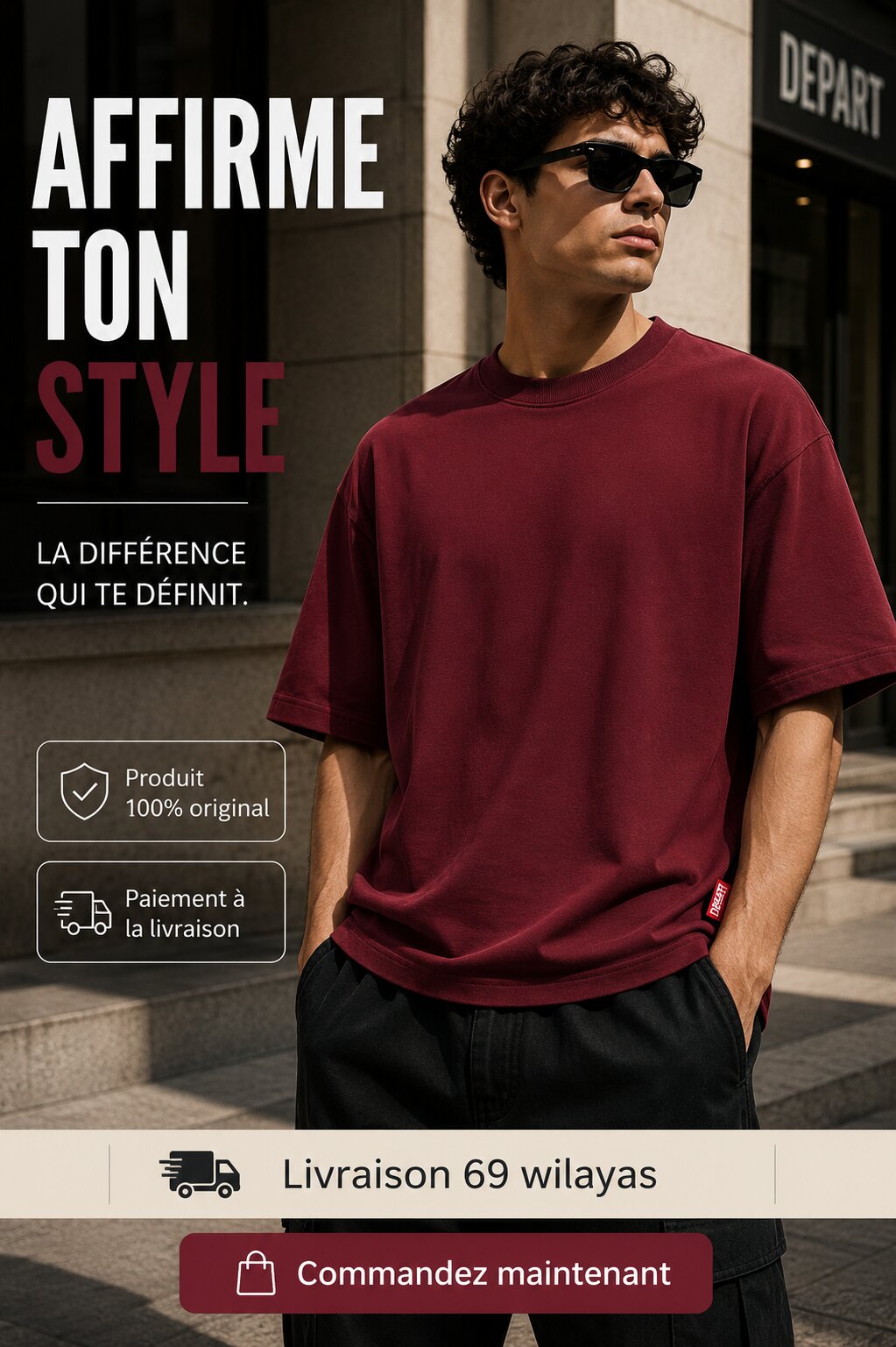 Départ Homme T-shirt Oversize Bordo MT340-G23-014065