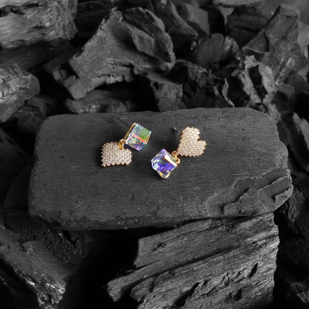 Boucles d'oreilles carré multi couleur