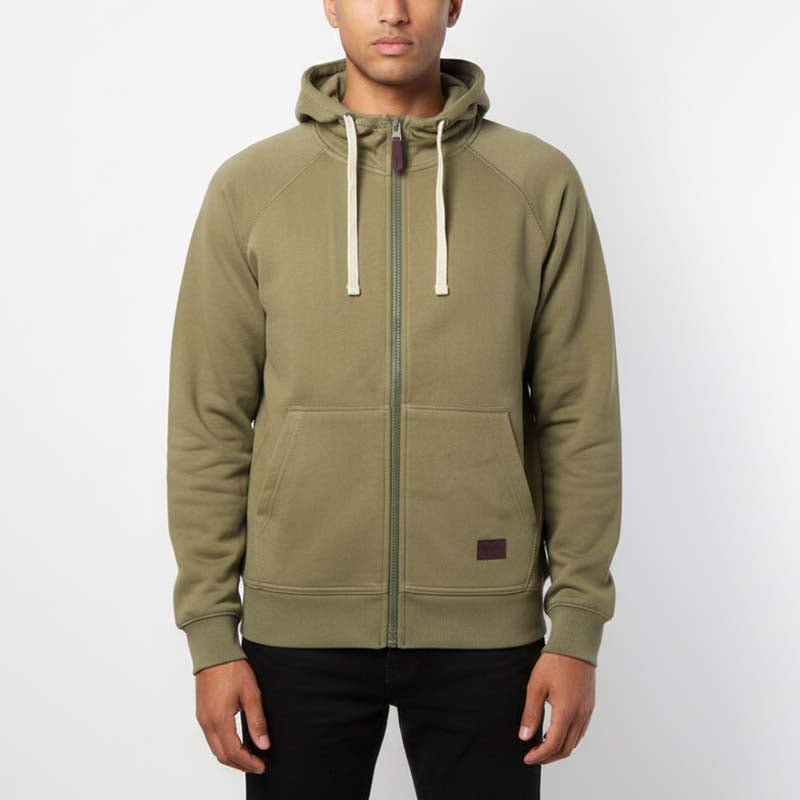 Sweat à capuche zippé homme VERT KHAKI  DL-14VK