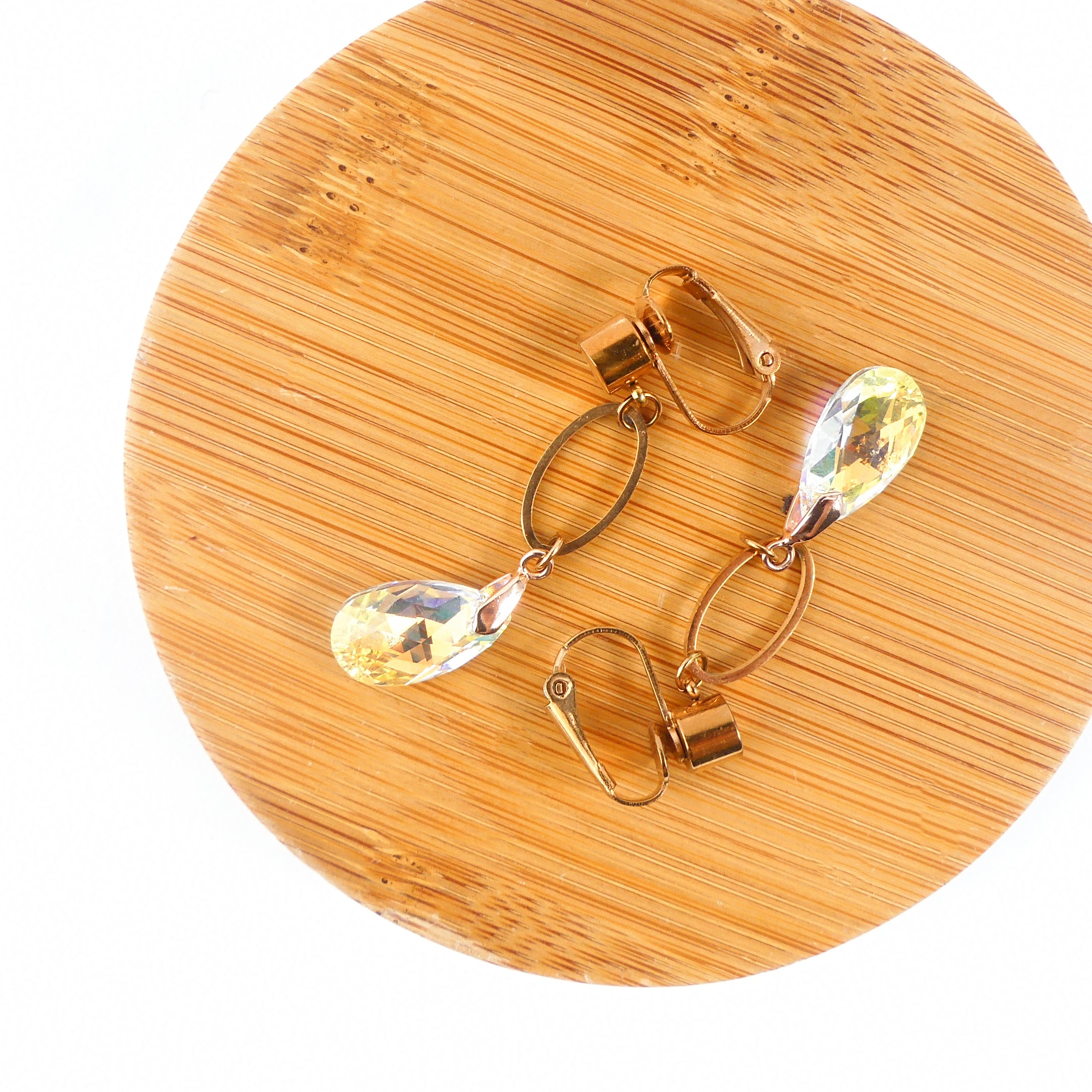 Boucle d'oreille goutte jaune
