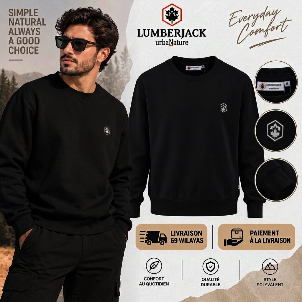 LUMBERJACK SWEAT SHIRT LBJ-00601-BLK
