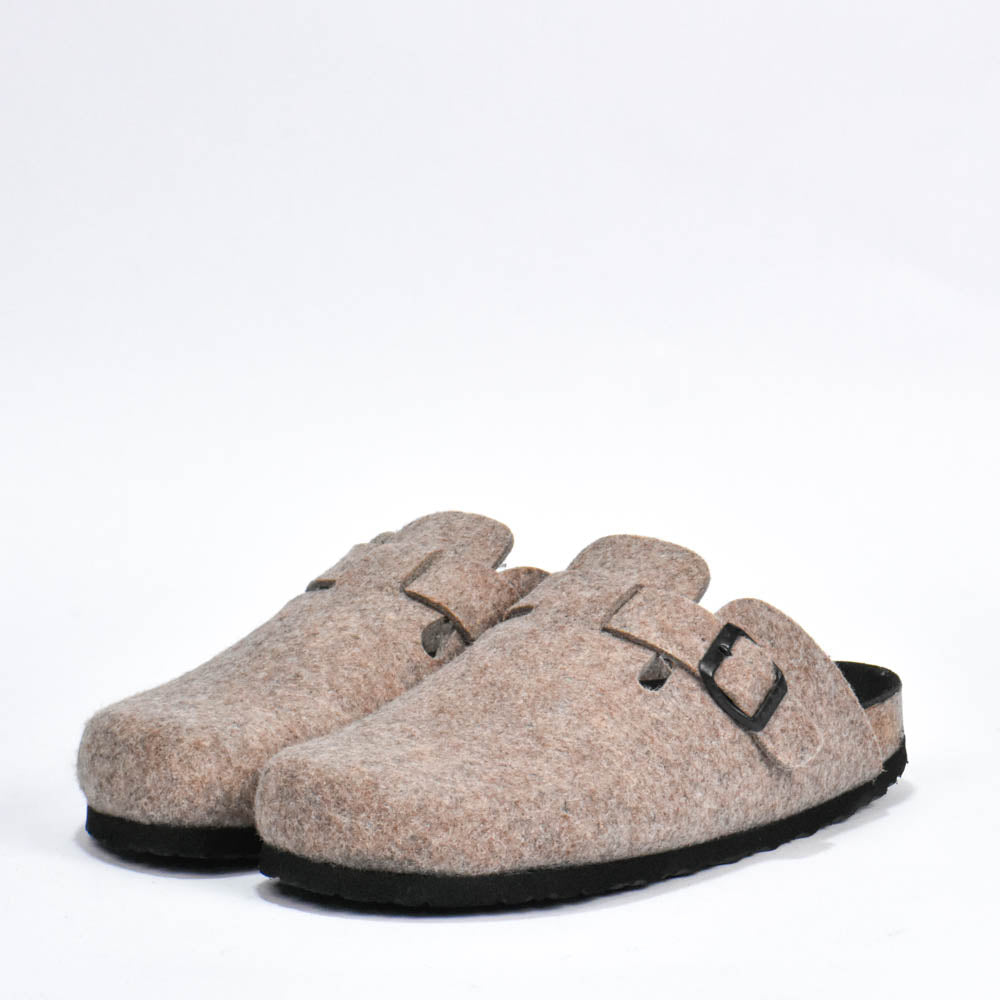 BIRK SABOT FEUTRE MARRON PLANTA NOIR