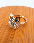 Bague plaqué or pierre hibou rende miel