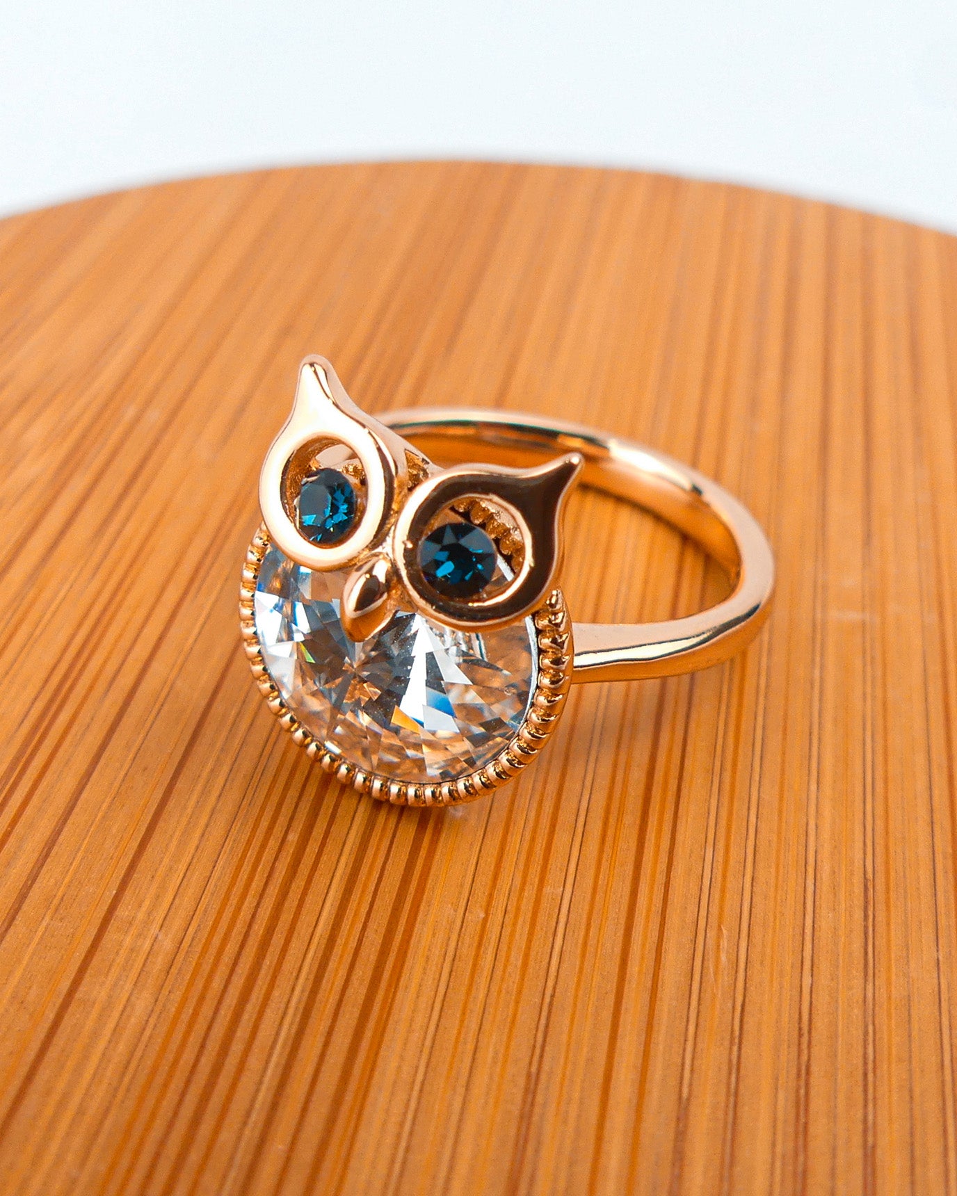 Bague plaqué or pierre hibou rende miel