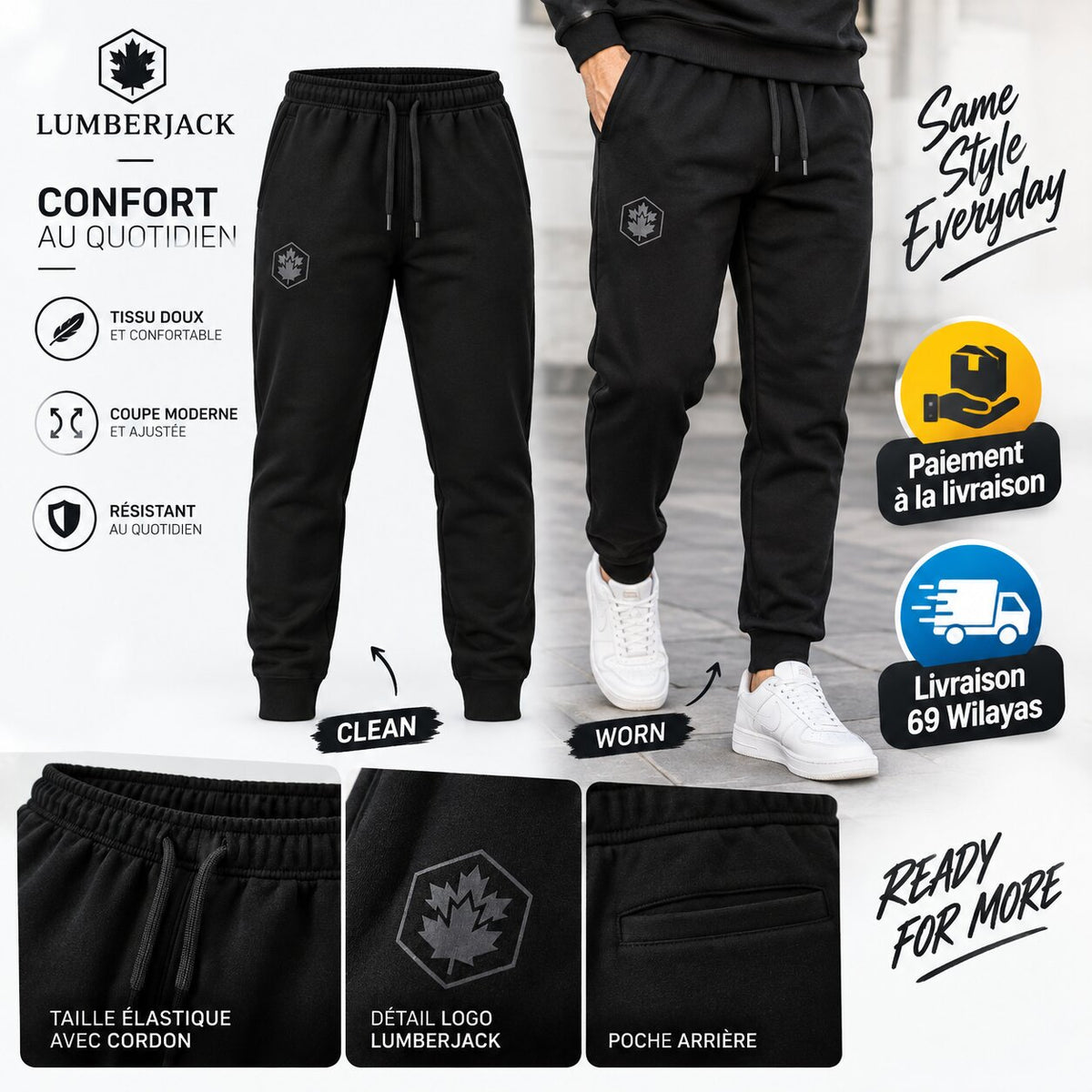 LUMBERJACK PANTALON JOGGING LBJ-00303-BLK