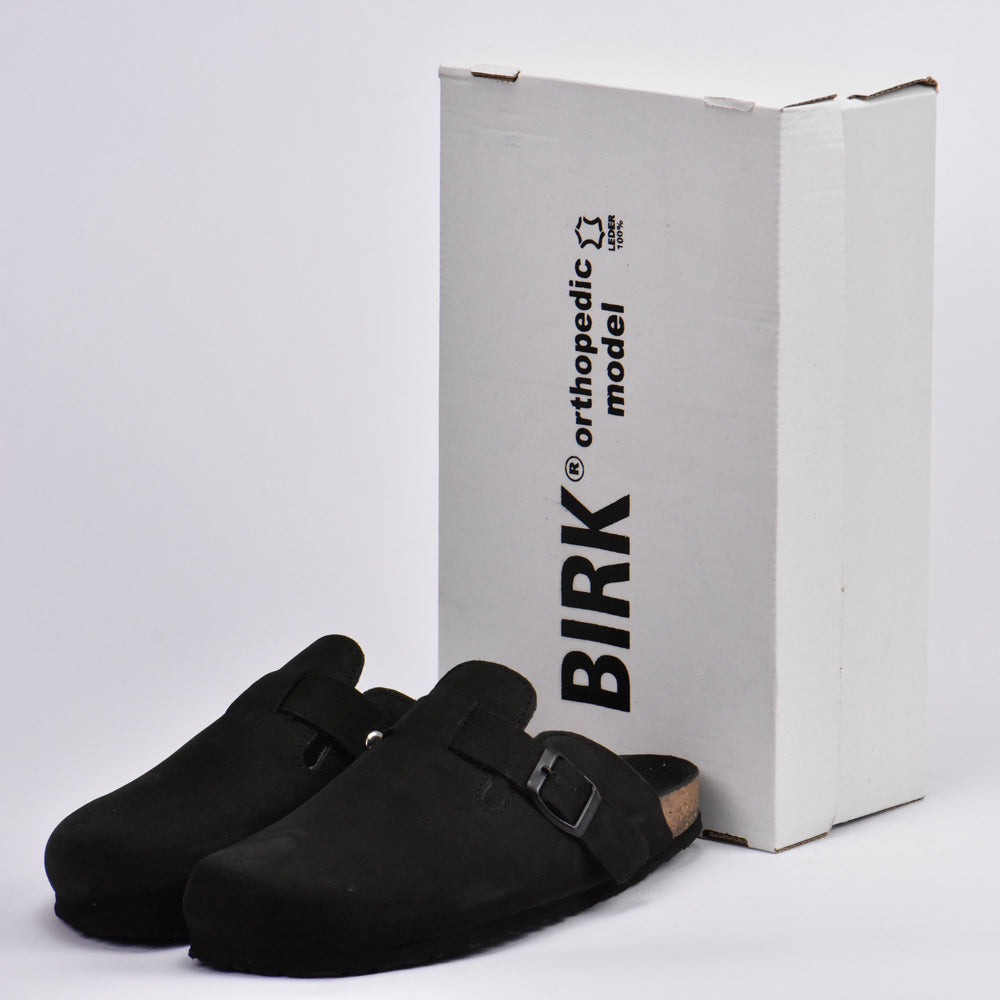 BIRK SABOT NUBUCK NOIR PLANTA NOIR