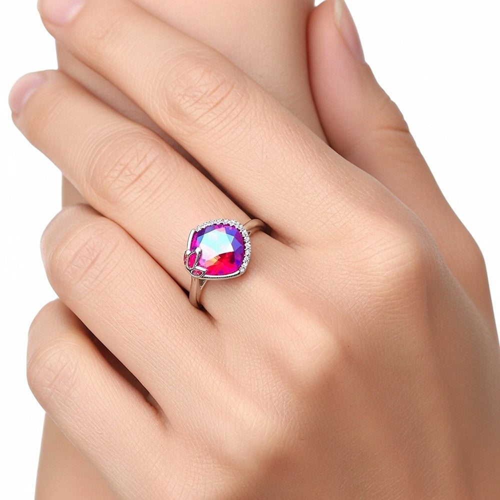 bague carré multi couleur