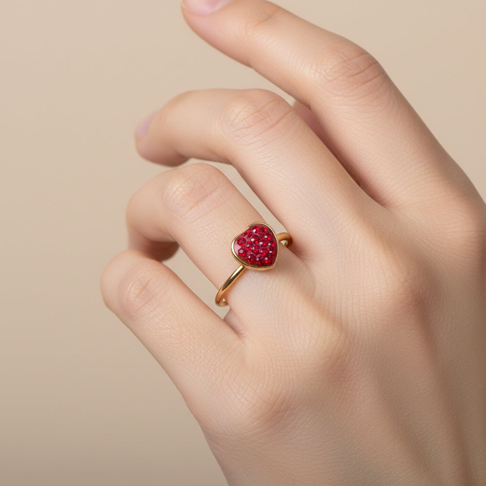 BAGUE FINE COEUR ROUGE