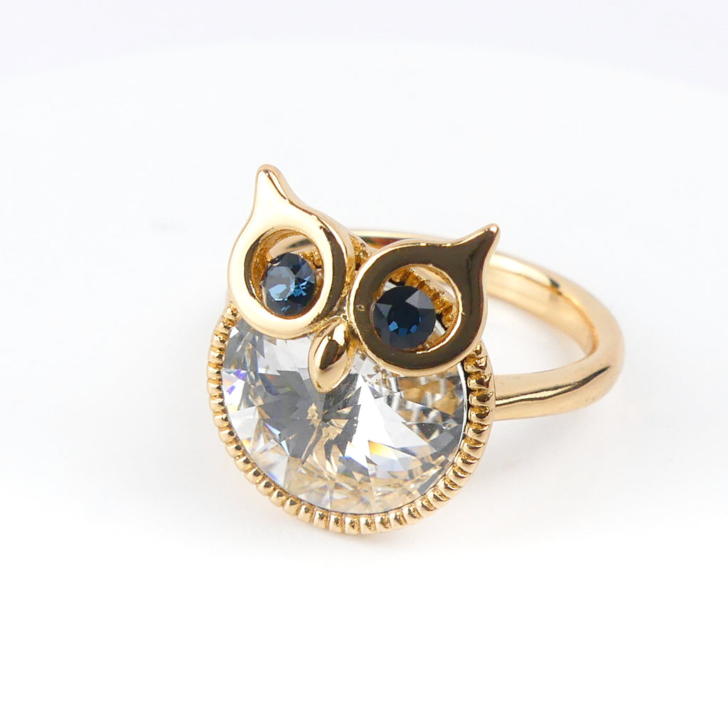 Bague plaqué or pierre hibou rende miel