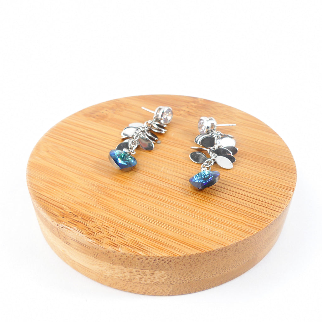 boucle d'oreille pendantes coeur bleu nuit