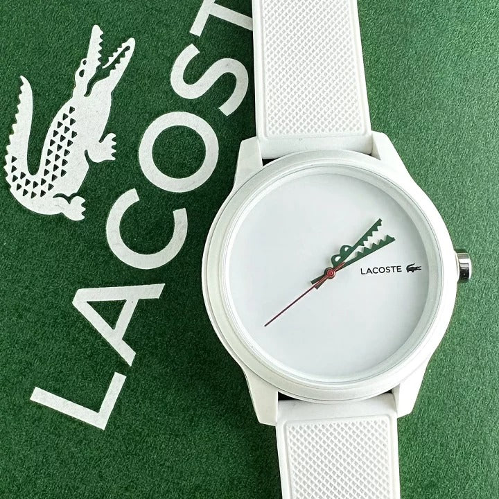 2011069\ Lacoste Montre Analogique à Quartz pour Homme avec Bracelet en Silicone Blanc