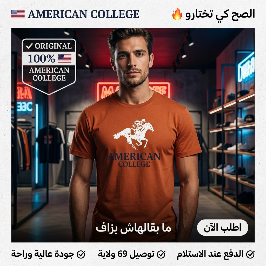 American College t-shirt pour Homme TS260103-BROWN