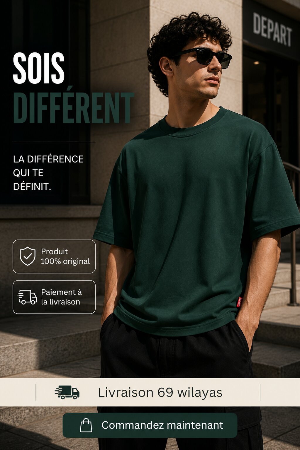 Départ Homme T-shirt Oversize Vert MT340-G23-014059