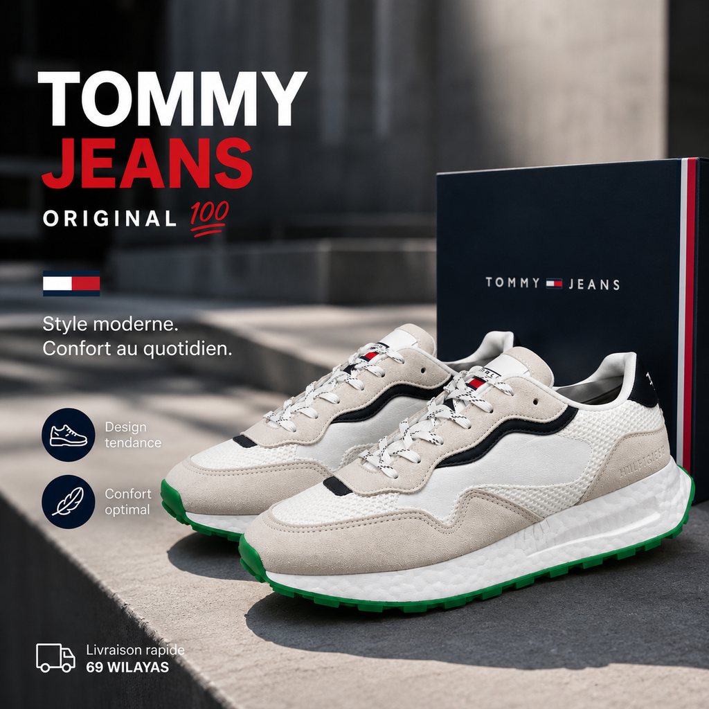 Tommy Hilfiger Men Sneakers EM0EM01259-WHITE-GREEN