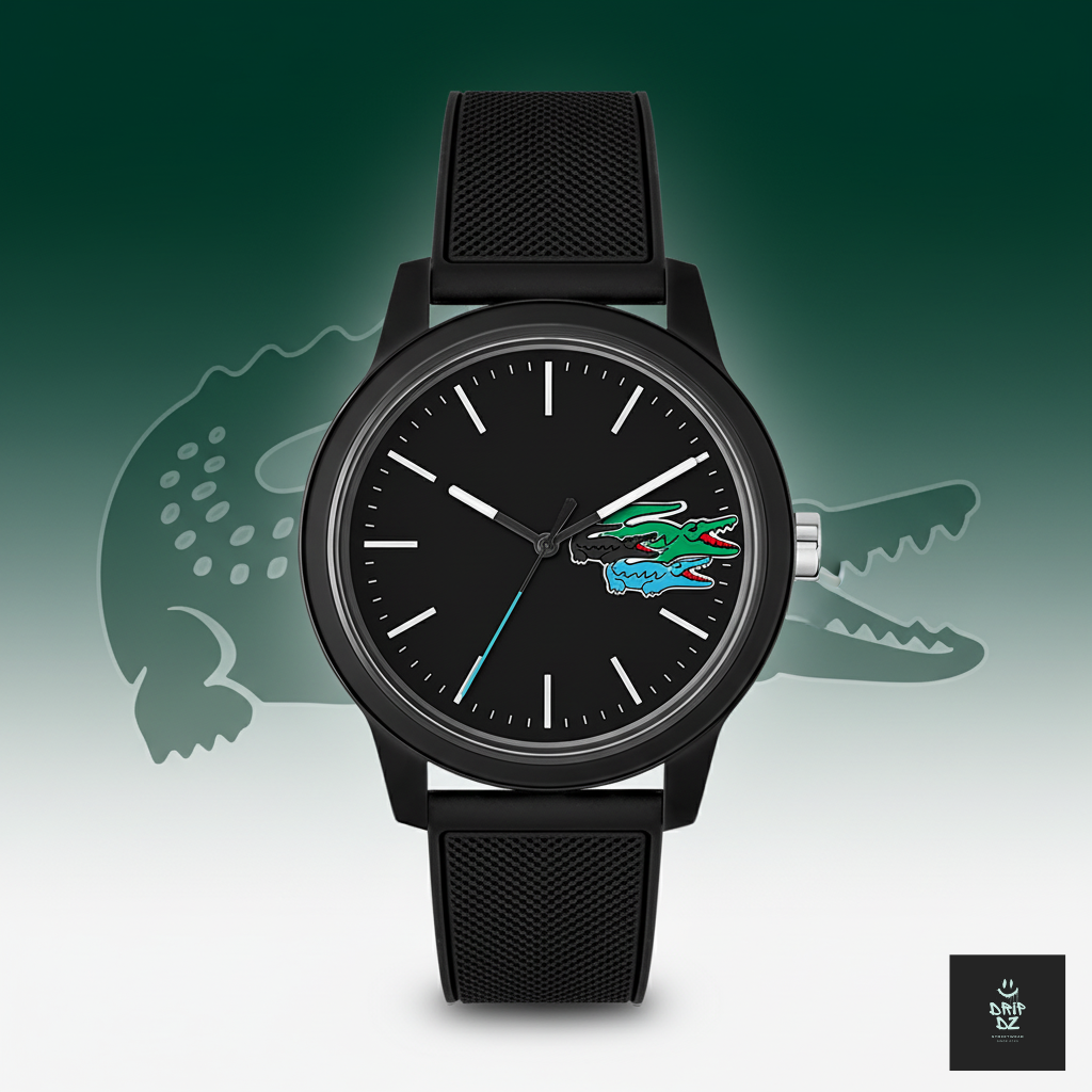 2011134 \ ساعة لاكوست 12.12 هوليداي بثلاث عقارب - موديل أسود مع حزام سيليكون