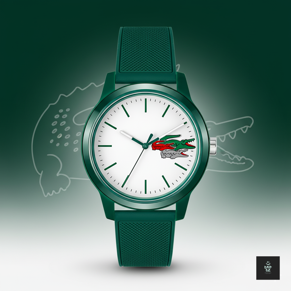 Montre Lacoste.12.12 Holiday à 3 aiguilles - Modèle blanc avec bracelet vert en silicone \ 2011135