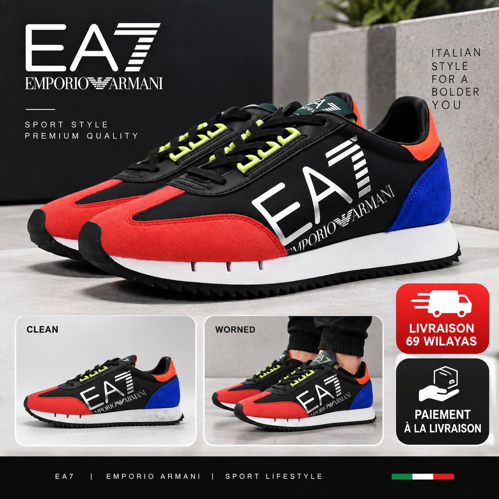 EA7 Emporio Armani Black & White Vintage Sneakers