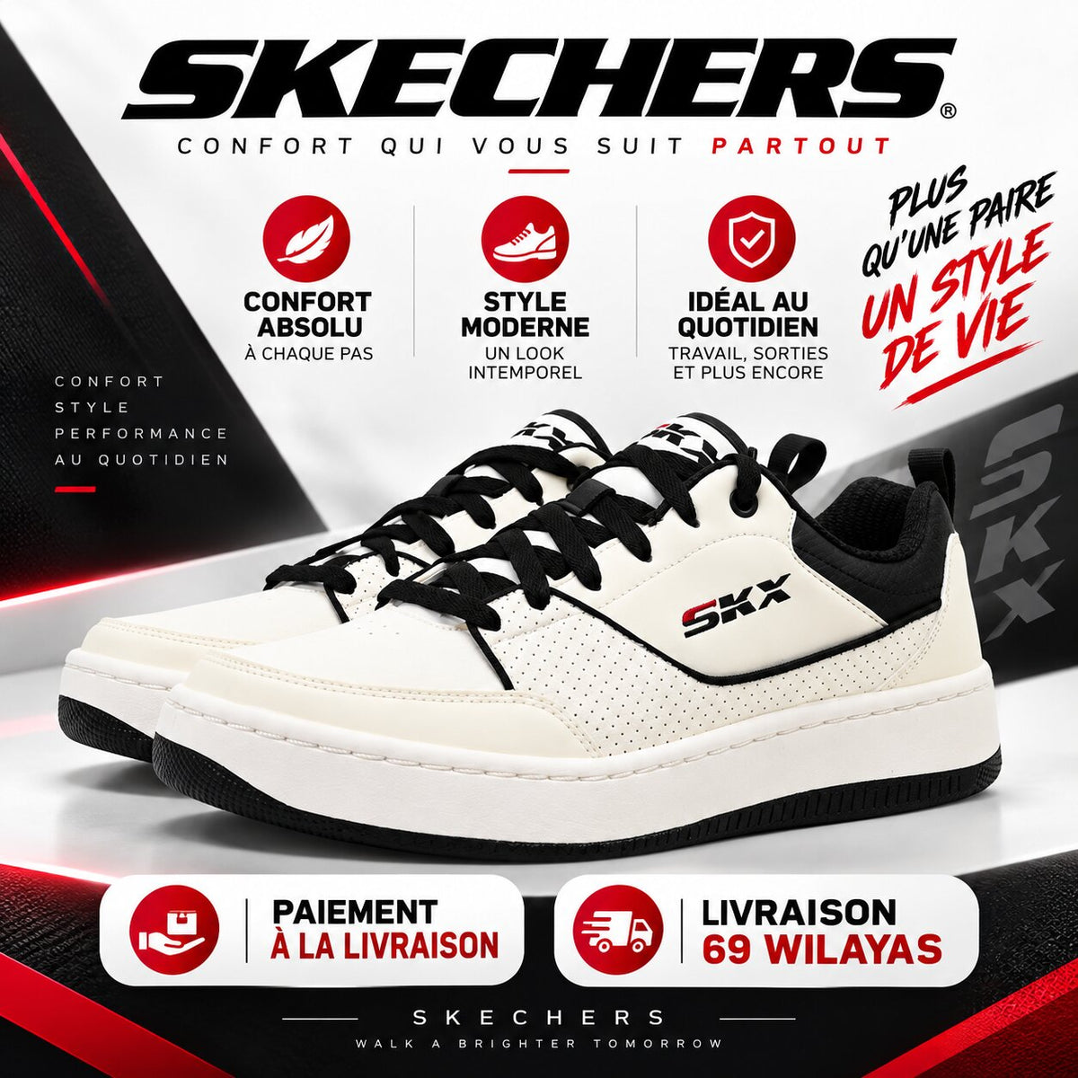 Skechers Sport Court 92 – Ottoman Sneakers 232472-WBK
